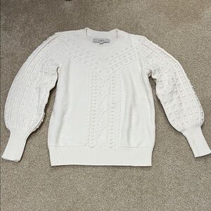 LOFT Women's Cream Cable Knit Sweater